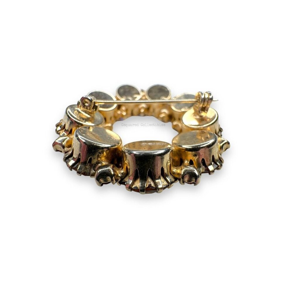 Weiss Brown Tan Topaz Aurora Borealis Crystal Brooch Clip On Earring Set Vintage - Picture 10 of 12